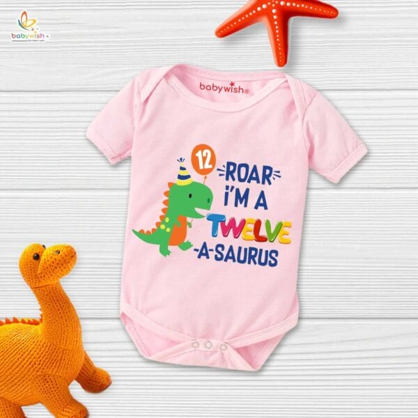 Twelve month unisex baby romper half sleeve round neck onesie - Image 4