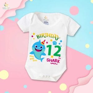 Twelve month unisex baby romper half sleeve round neck onesie
