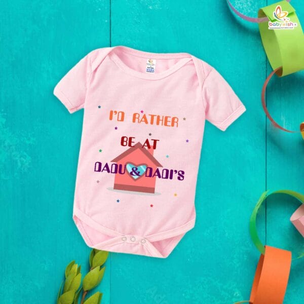 My Dadu & Dadi Baby Romper – "I'd Rather Be at Dadu & Dadi's" Bodysuit – Cute Newborn Outfit, Grandparents Baby Clothes, Gift for Baby Boy or Girl – Babywish - Image 4