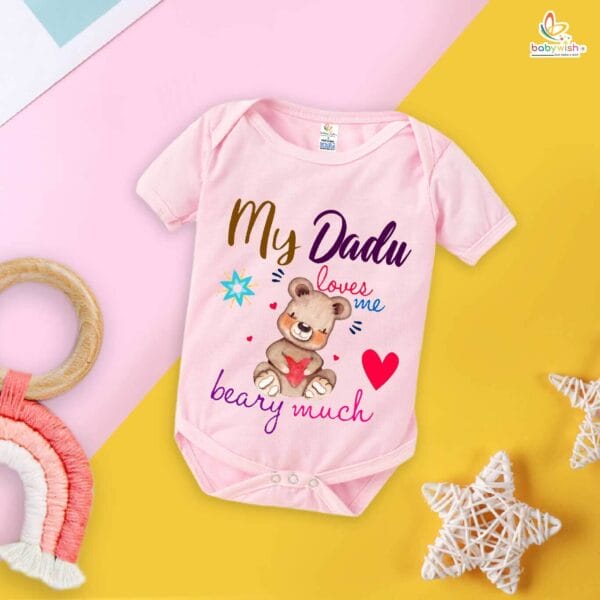 My Dadu Loves Me Baby Romper – Cute My Dadu & Dadi Bodysuit for Newborn – Soft Cotton Infant Outfit, Grandparents Gift for Baby Boy or Girl – Babywish - Image 4
