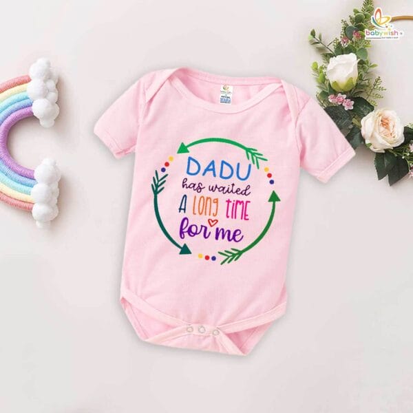 Dadu Has Waited a Long Time for Me Baby Romper – My Dadu & Dadi Bodysuit for Newborn – Emotional Grandparents Gift, Soft Cotton Infant Clothes – Babywish - Image 4