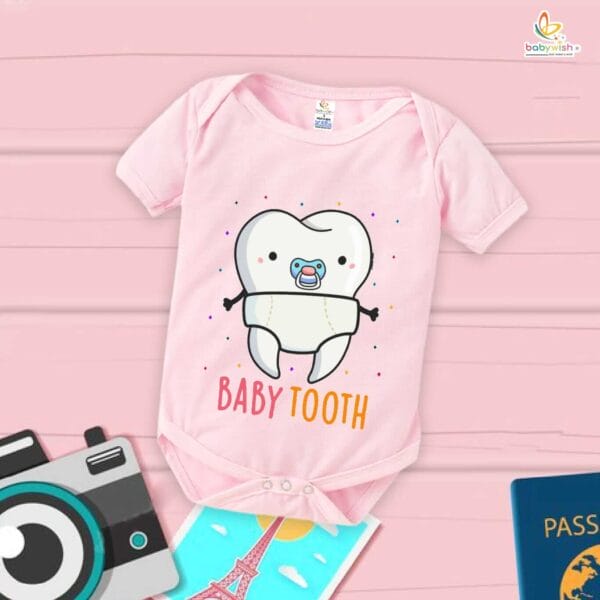 Baby Tooth Milestone Romper – My First Tooth Bodysuit for Newborn & Infant | Soft & Cute Baby Outfit for First Tooth Moment – Babywish - Image 3