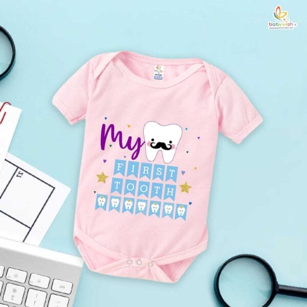 My First Tooth Baby Romper – Cute Bodysuit for Newborn & Infant | First Tooth Milestone Outfit | Soft Cotton Baby Clothes – Babywish - Image 3