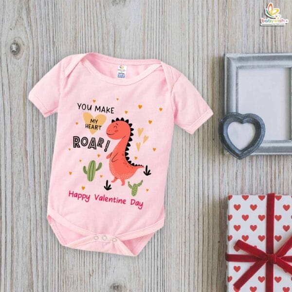 My First Valentine’s Day Romper | "You Make My Heart Roar!" Baby Bodysuit – Babywish - Image 3