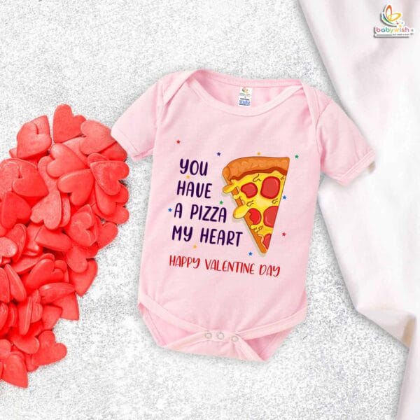 My First Valentine’s Day Romper | "You Have A Pizza My Heart" Baby Bodysuit – Babywish - Image 3
