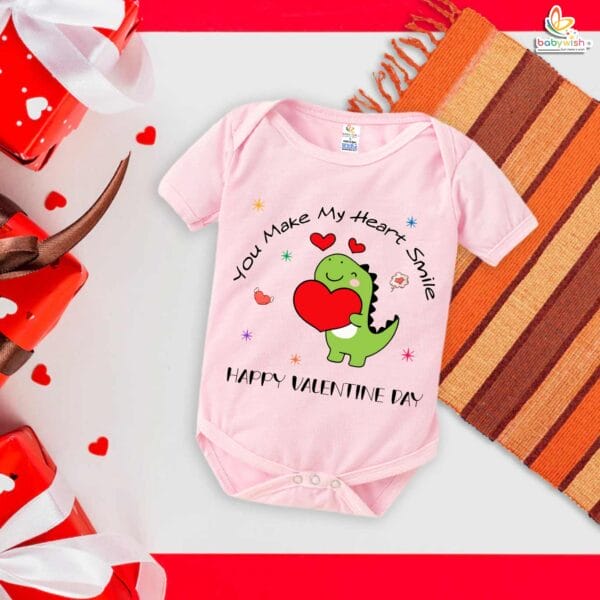 My First Valentine’s Day Romper | "You Make My Heart Smile" Baby Bodysuit – Babywish - Image 3