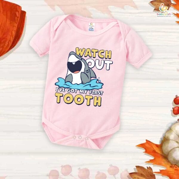 My First Tooth Romper | "Watch Out, I Have Got My First Tooth" Baby Bodysuit – Babywish - Image 3