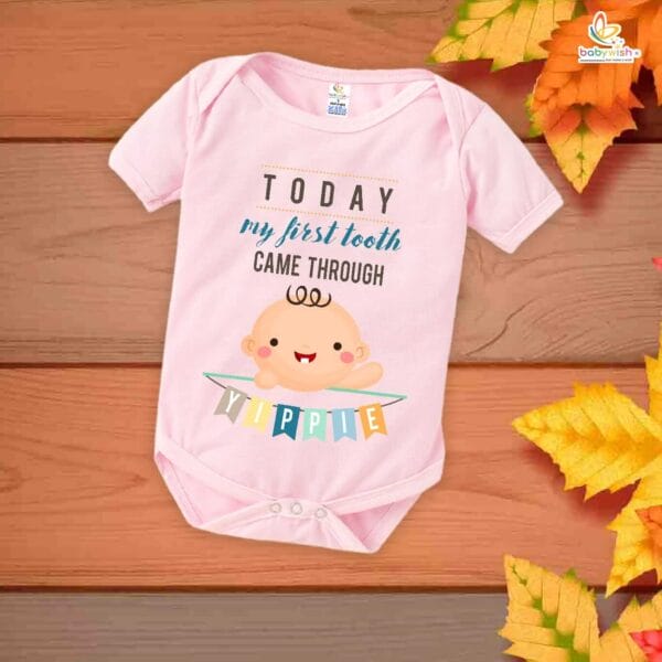 My First Tooth Romper for Baby Boy | "Today My First Tooth Came Through" Bodysuit – Babywish - Image 3