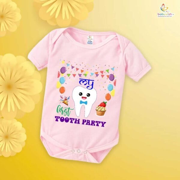 My First Tooth Romper | Cute Baby Bodysuit for First Tooth Party & Milestone Photos – Babywish - Image 3