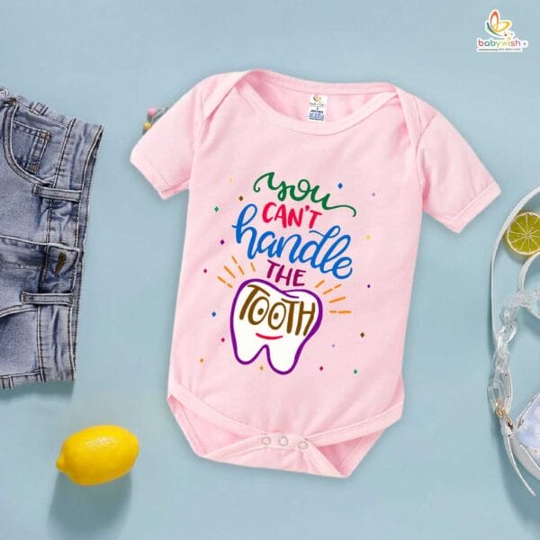 You Can’t Handle the Tooth Baby Romper – Funny First Tooth Bodysuit for Boys & Girls | Soft Cotton Baby Milestone Outfit – Babywish - Image 4