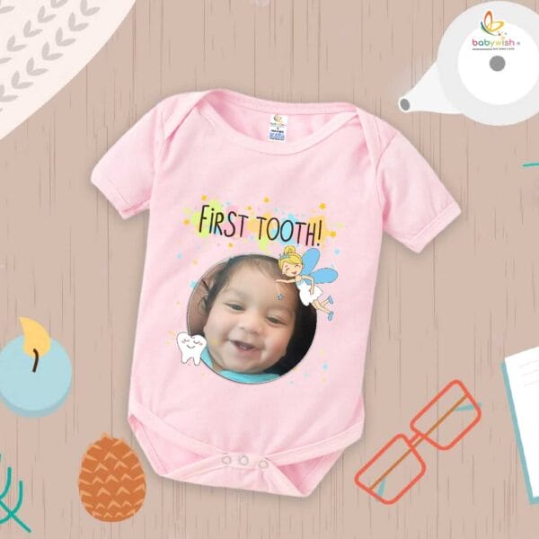 Baby First Tooth Romper – “My First Tooth” Bodysuit with Tooth Fairy Print | Baby Milestone Outfit for Boys & Girls – Babywish - Image 4