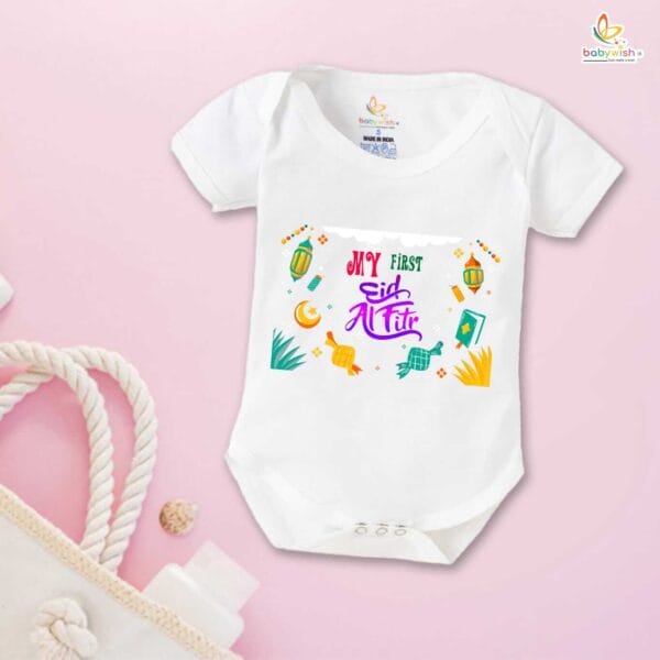 Newborn baby Eid Romper Clothes Baby Ramadan festival Bodysuits Outfit Envelop Neck short Sleeve Unisex ramzan Onesies - Image 2
