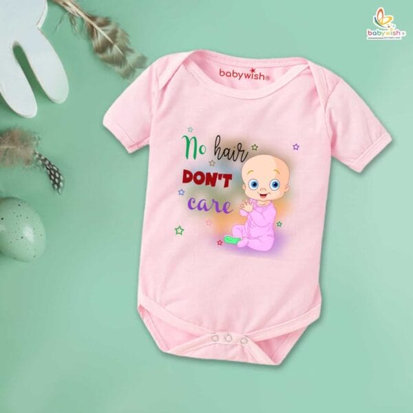Newborn mundan ceremony clothes Bodysuit romper for Unisex Onesies Infant Half Sleeve | No Hair Don't Care | - Image 3