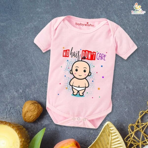 Newborn mundan ceremony clothes Bodysuit romper for Unisex Onesies Infant Half Sleeve |No Hair Don't care |