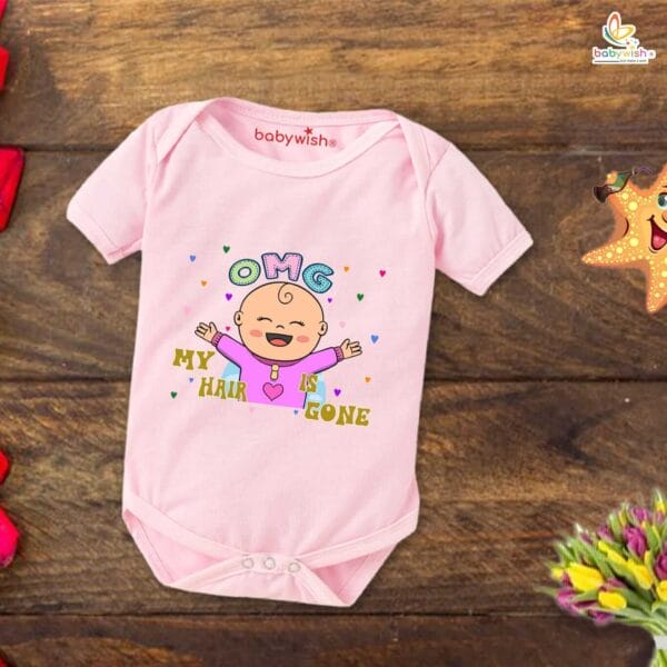Baby Mundan Ceremony romper for Unisex |OMG My Hair is Gone| - Image 3