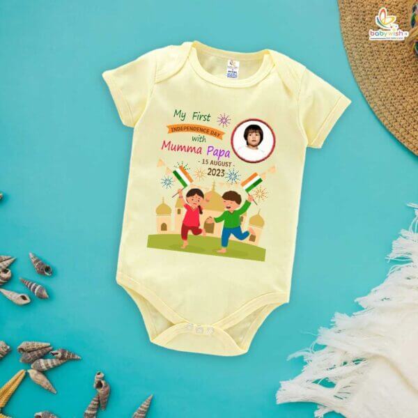 Babywish Independence Day T-Shirt for Boys and Girls 15th August Romper HAPPY INDEPENDENCE DAY - Image 4