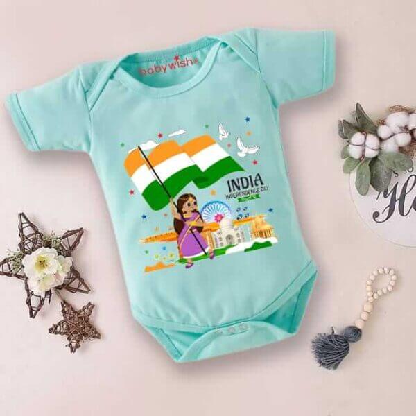 Babywish Independence Day T-Shirt for Boys and Girls 15th August Romper HAPPY INDEPENDENCE DAY - Image 2