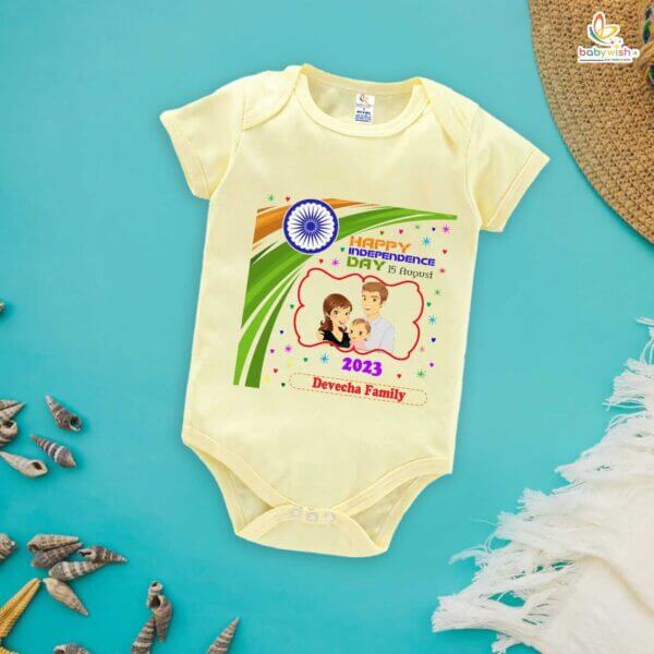 Babywish Independence Day T-Shirt for Boys and Girls 15th August Romper HAPPY INDEPENDENCE DAY - Image 4