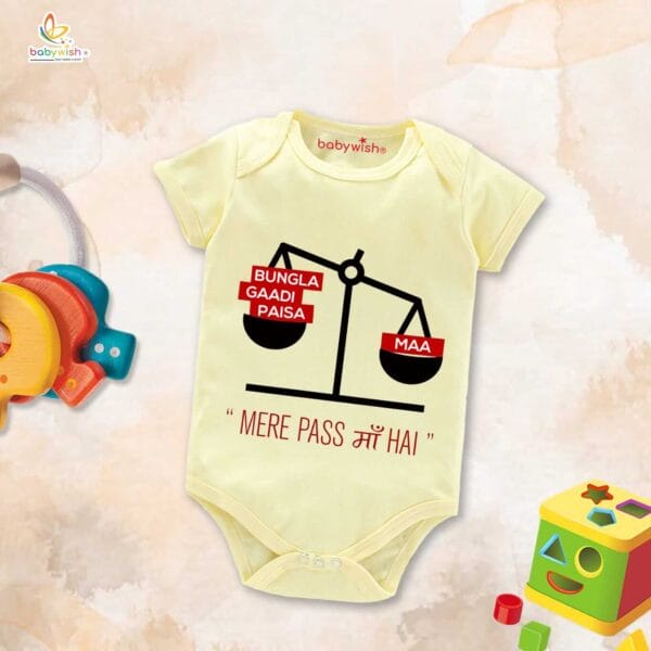 Mothers Day Special Baby Outfit Half Sleeve Unisex Romper Onesies for Newborn baby - Lemon, 0-3 Months