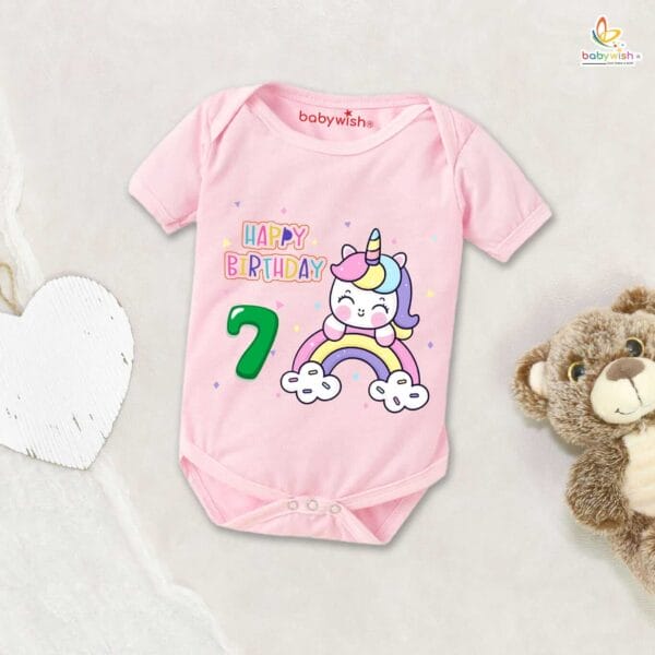 Seven month unisex baby romper half sleeve round neck onesie - Image 3