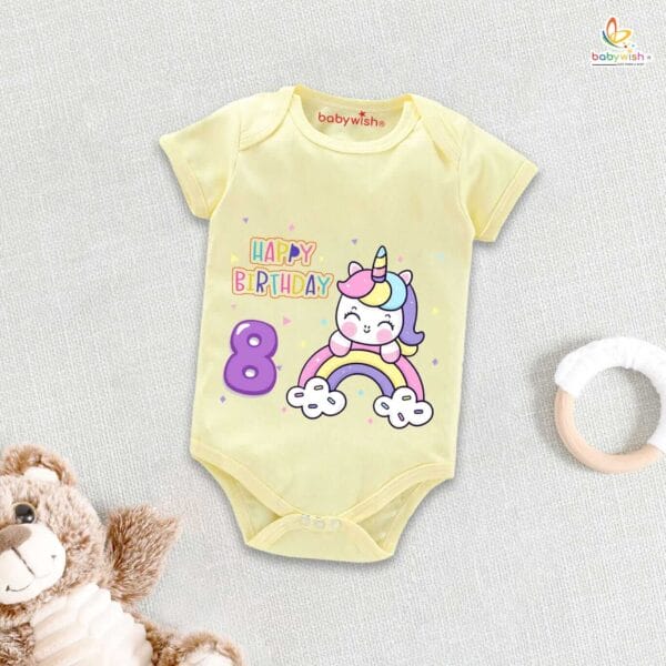 Eight month unisex baby romper half sleeve round neck onesie - Image 4
