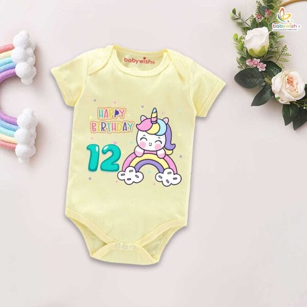Twelve month unisex baby romper half sleeve round neck onesie - Image 4