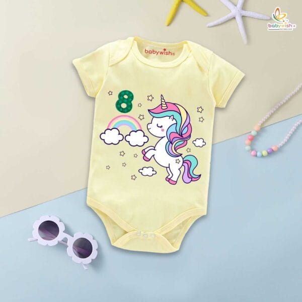 Eight month unisex baby romper half sleeve round neck onesie - Image 4