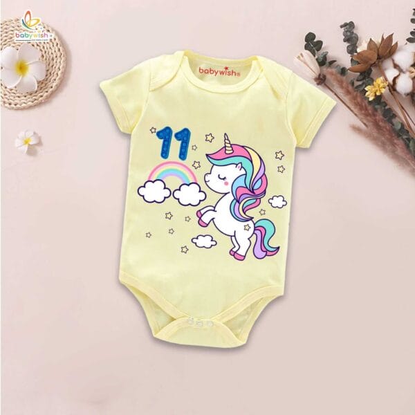 Eleven month unisex baby romper half sleeve round neck onesie - Image 4
