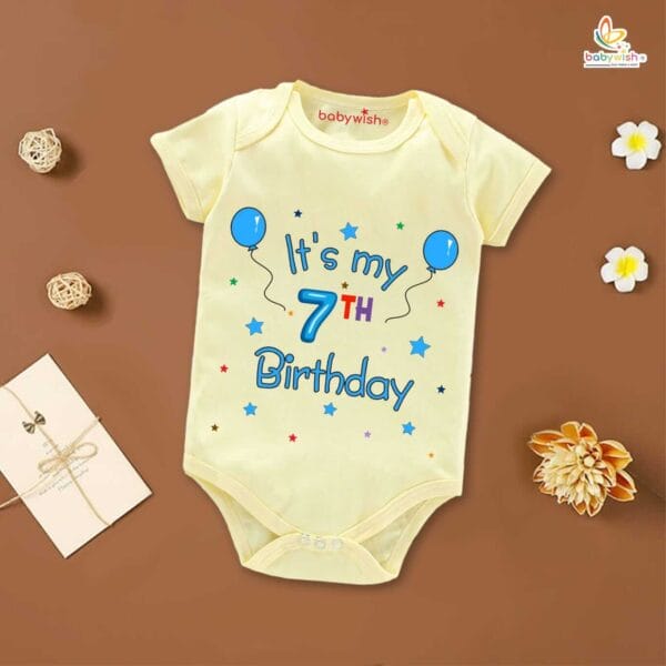 Seven month unisex baby romper half sleeve round neck onesie - Image 4