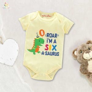 Six month unisex baby romper half sleeve round neck onesie