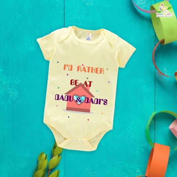 My Dadu & Dadi Baby Romper – "I'd Rather Be at Dadu & Dadi's" Bodysuit – Cute Newborn Outfit, Grandparents Baby Clothes, Gift for Baby Boy or Girl – Babywish - Image 3