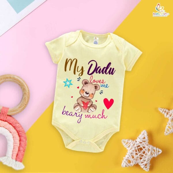 My Dadu Loves Me Baby Romper – Cute My Dadu & Dadi Bodysuit for Newborn – Soft Cotton Infant Outfit, Grandparents Gift for Baby Boy or Girl – Babywish - Image 3