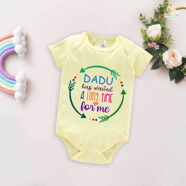 Dadu Has Waited a Long Time for Me Baby Romper – My Dadu & Dadi Bodysuit for Newborn – Emotional Grandparents Gift, Soft Cotton Infant Clothes – Babywish - Image 3