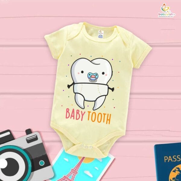 Baby Tooth Milestone Romper – My First Tooth Bodysuit for Newborn & Infant | Soft & Cute Baby Outfit for First Tooth Moment – Babywish - Image 2