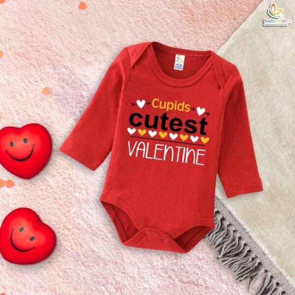 Cupid's Cutest Valentine Baby Romper – My First Valentine's Day Full Sleeve Bodysuit for Baby Girls & Boys | Cute Infant Outfit | Baby Valentine’s Day Clothes – Babywish - Image 2