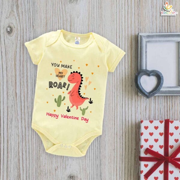 My First Valentine’s Day Romper | "You Make My Heart Roar!" Baby Bodysuit – Babywish - Image 2