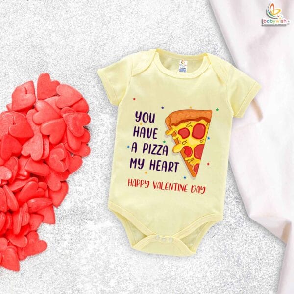 My First Valentine’s Day Romper | "You Have A Pizza My Heart" Baby Bodysuit – Babywish - Image 2
