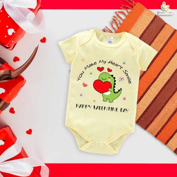 My First Valentine’s Day Romper | "You Make My Heart Smile" Baby Bodysuit – Babywish - Image 2