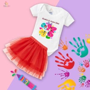 Newborn Girl's Tutu Skirt & Romper Holi Print Onesies bodysuits For baby 0 to 3 Months