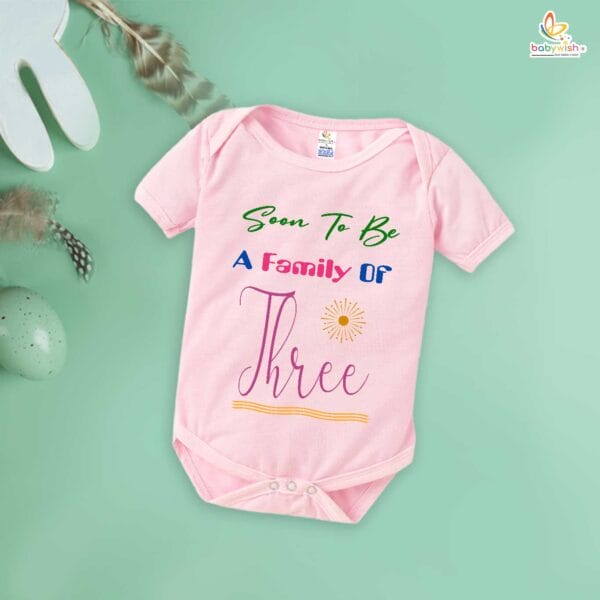Pregnancy Announcement Baby Romper – My Pregnancy Reveal Bodysuit for Baby Girl or Boy – Soon to Be a Family of Three Outfit – Babywish - Image 3