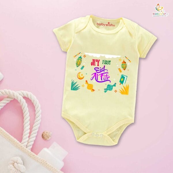 Newborn baby Eid Romper Clothes Baby Ramadan festival Bodysuits Outfit Envelop Neck short Sleeve Unisex ramzan Onesies - Image 4
