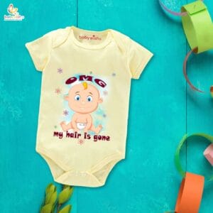 Newborn mundan ceremony clothes Bodysuit romper for Unisex Onesies Infant Half Sleeve | OMG My Hair is Gone |