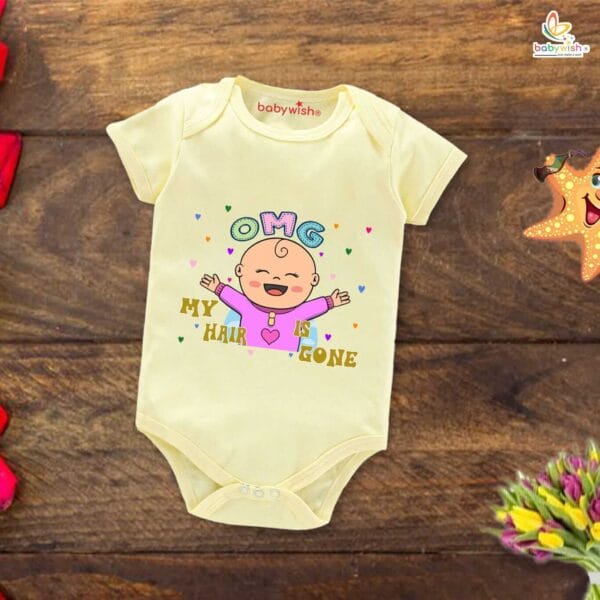 Baby Mundan Ceremony romper for Unisex |OMG My Hair is Gone| - Image 2
