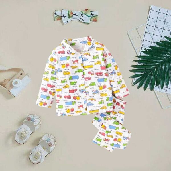 Kids Sleepsuit for Baby Boy’s and Girl’s Topwear and Pajamas Set Long Sleeve Sleepwear Baby Clothing Sets - Car Theme