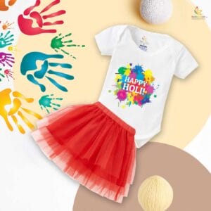 Newborn Girl's Tutu Skirt & Romper Holi Print Onesies bodysuits For baby 0 to 3 Months