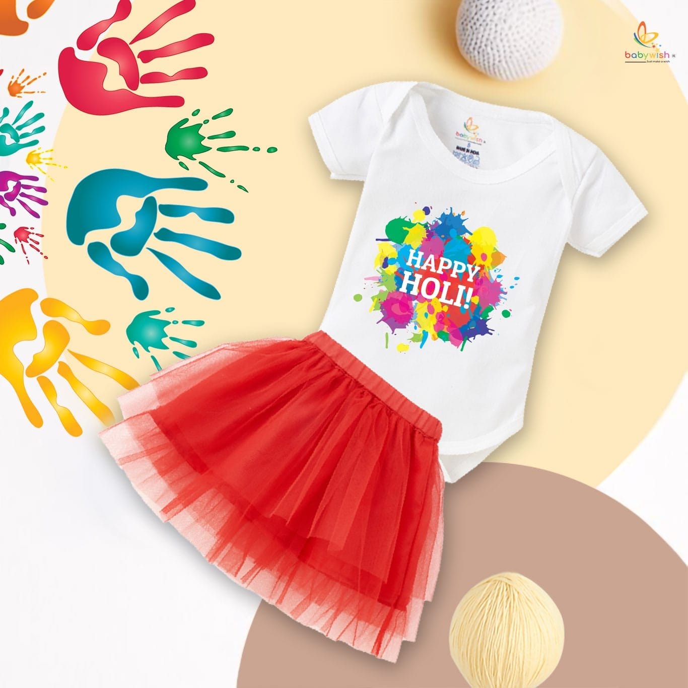 Newborn Girl's Tutu Skirt & Romper Holi Print Onesies bodysuits For baby 0 to 3 Months