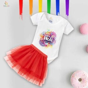 Newborn Girl's Tutu Skirt & Romper Holi Print Onesies bodysuits For baby 0 to 3 Months