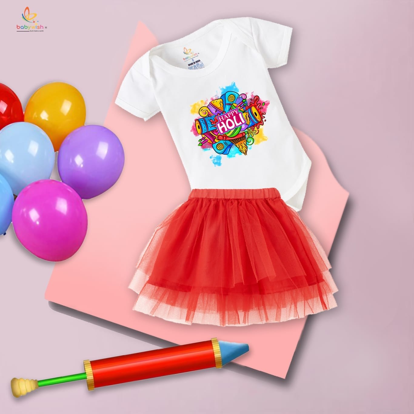 Newborn Girl's Tutu Skirt & Romper Holi Print Onesies bodysuits For baby 0 to 3 Months