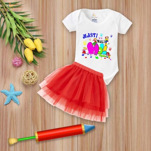 Newborn Girl's Tutu Skirt & Romper Holi Print Onesies bodysuits For baby 0 to 3 Months - Image 3