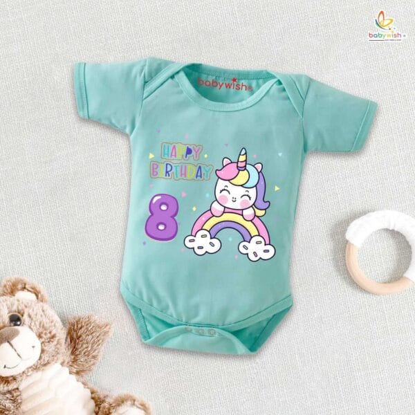 Eight month unisex baby romper half sleeve round neck onesie - Image 3